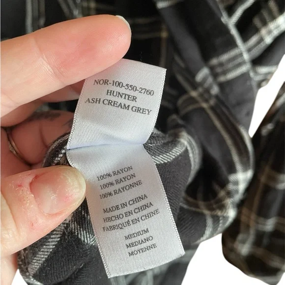 Rails Hunter Ash Cream Grey Plaid Flannel Button Shirt - Picture 7 of 7